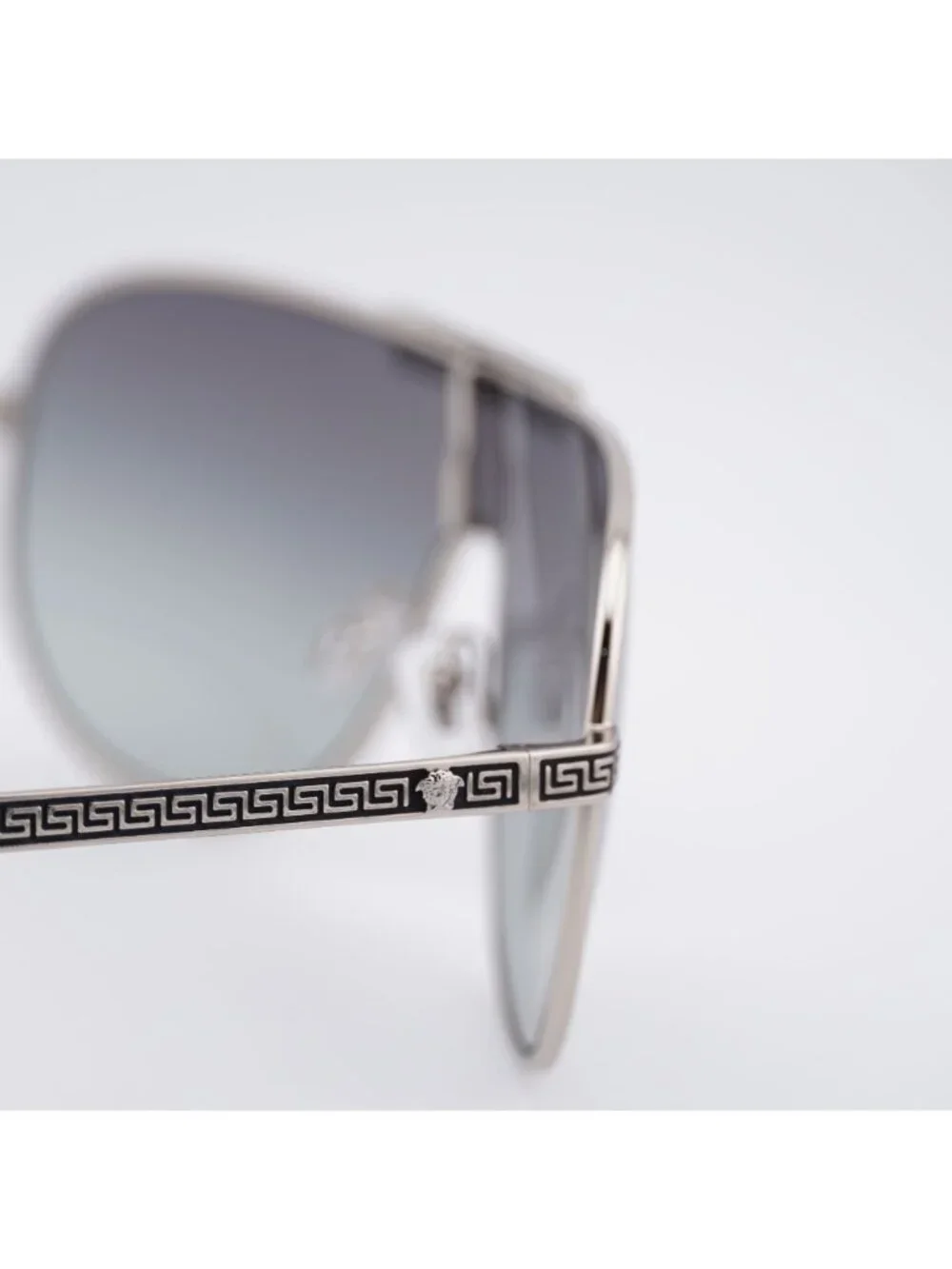 Versace VE2293 100011 Shield Sunglasses Silver Shield Frame, Grey Lenses